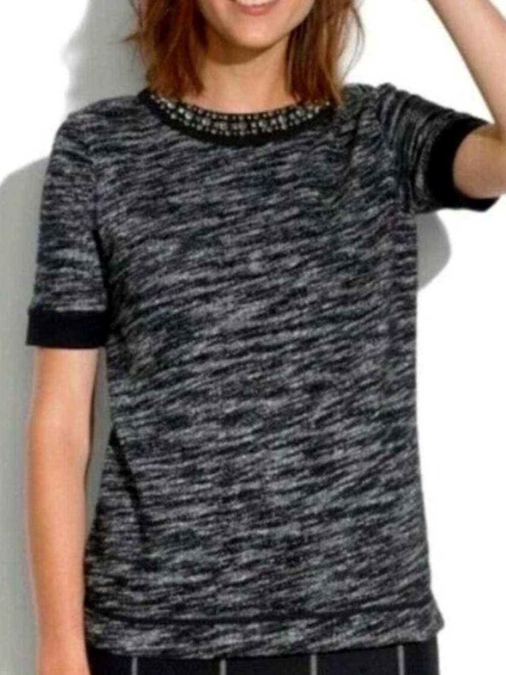 Madewell rhinestone-jeweled collar shirt